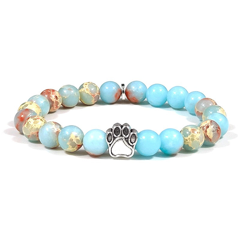Natural Stone Paw Charm Bracelet