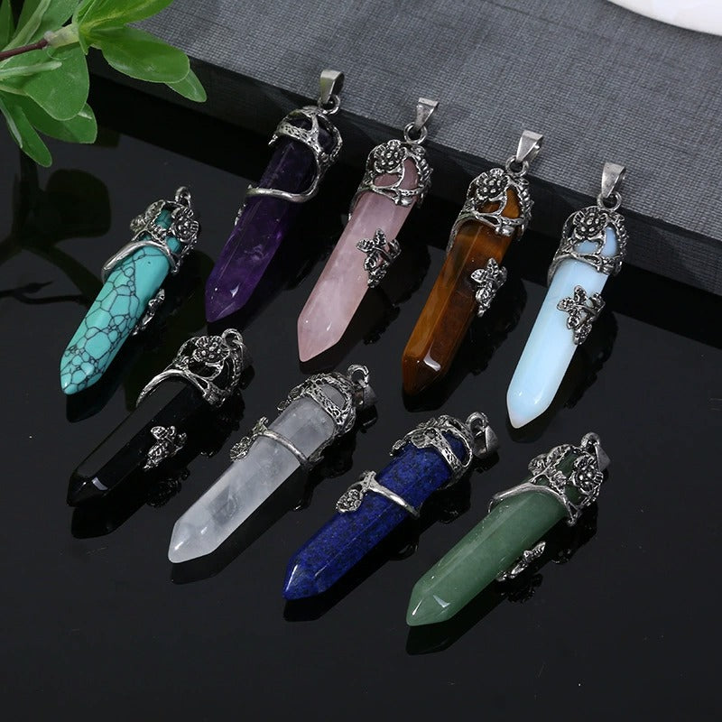 Natural Crystal Point Pendant Necklace