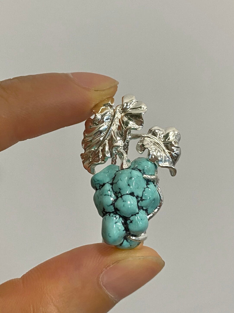 Natural Turquoise Sri Lankan Sapphire Grape Brooch, Pendant(one of a kind piece in the world)