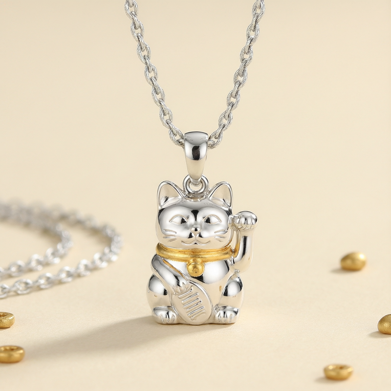 Maneki Neko Lucky Cat Pendant - Japanese Fortune Beckoner