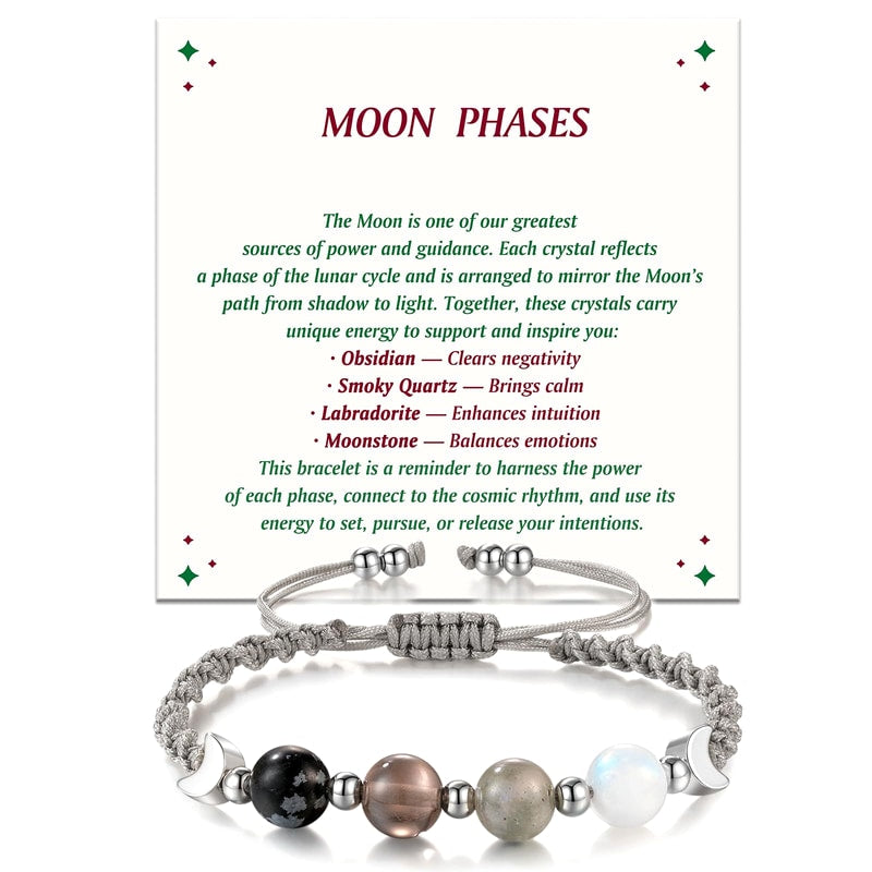 Moon Phase Crystal & Moonstone Bracelet