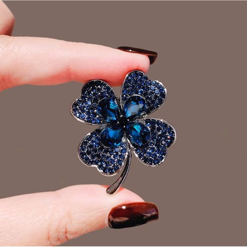Crystal Four-Leaf Clover Brooch