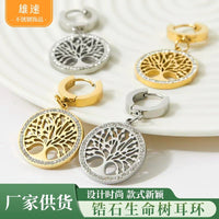 Tree of Life Zirconia Hoop Earrings