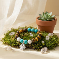 Natural Stone Paw Charm Bracelet