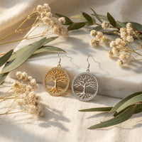 Tree of Life Zirconia Hoop Earrings
