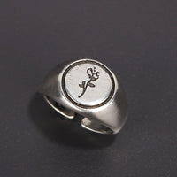 Secret Rose Engraved Signet Ring