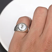 Secret Rose Engraved Signet Ring