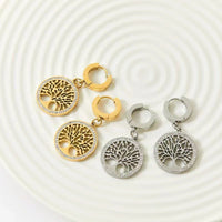 Tree of Life Zirconia Hoop Earrings