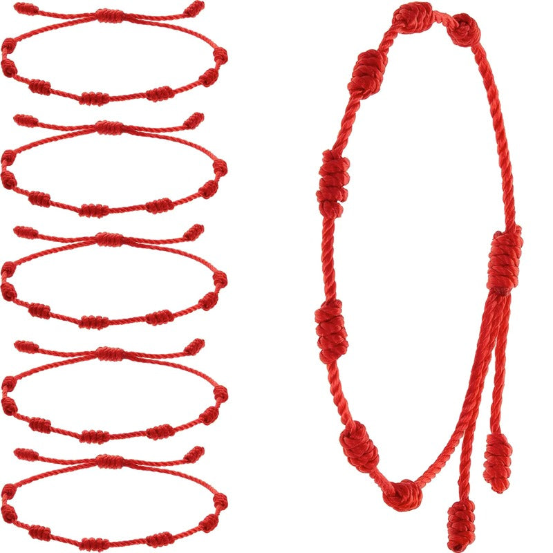Seven-Knot Lucky Red String Bracelet
