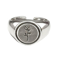 Secret Rose Engraved Signet Ring