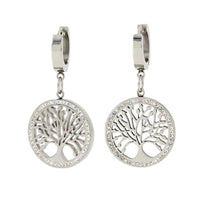 Tree of Life Zirconia Hoop Earrings