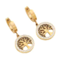 Tree of Life Zirconia Hoop Earrings