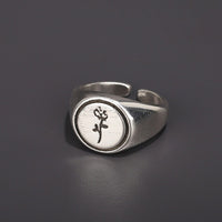 Secret Rose Engraved Signet Ring
