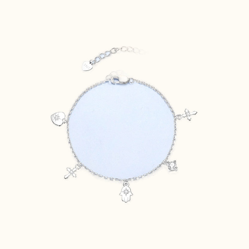 Multi-Charm Guardian Bracelet with Hamsa Cross