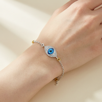 Silver Evil Eye CZ Pendant Bracelet with Micro-Pave - Lifestyle
