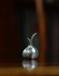 White Freshwater Baroque Pearl Garlic Brooch, Pendant（one of a kind piece in the world）