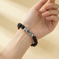 Dual Pixiu Black Obsidian Bracelet - lifestyle on wrist