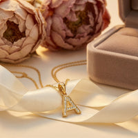 18K Gold Initial Letter Pendant Necklace