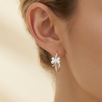 Lucky Clover Hoop Earrings - lifestyle model wearing