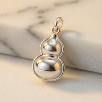 S925 Silver Lucky Gourd Charm Pendant - Detail Close-up