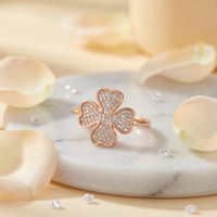 Pavé Crystal Four-Leaf Clover Ring