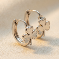 Lucky Clover Hoop Earrings - close-up detail of clover design