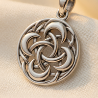 Celtic Triple Moon Knot Pendant - close-up detail of knotwork