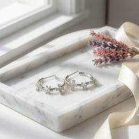 Celestial Cross & Star Zirconia Hoop Earrings