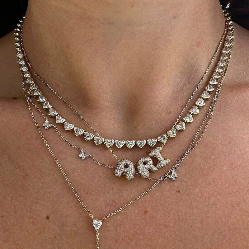 18K Gold Initial Letter Pendant Necklace