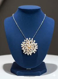 White Freshwater Pearl Fireworks Brooch Pendant