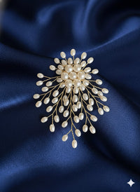 White Artificial Pearl Flower Brooch