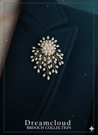 White Artificial Pearl Flower Brooch