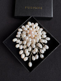 White Freshwater Pearl Flower Brooch Pendant