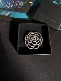 Silver diamond camellia brooch Pendant