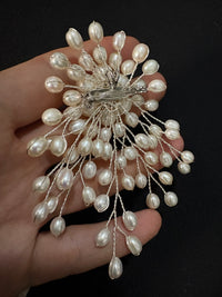 White Freshwater Pearl Silver/Gold Wire Brooch Pendant