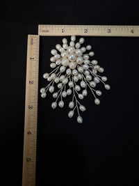 White Freshwater Pearl Silver/Gold Wire Brooch Pendant