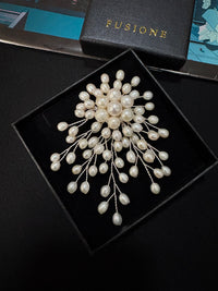White Freshwater Pearl Silver/Gold Wire Brooch Pendant