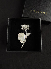 White Baroque Pearl Lily Flower Brooch, Pendant
