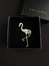 White Baroque Pearl Sri Lankan Sapphire Flamingo Brooch, Pendant