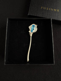 Natural London Blue Topaz Calla Brooch Pendant