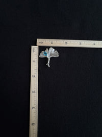Natural London Blue Topaz Ginkgo Brooch Pendant