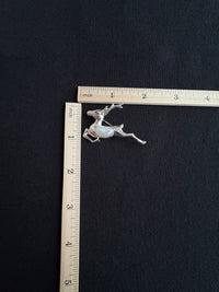 White Baroque Pearl Sri Lankan Sapphire Reindeer Deer Brooch, Pendant