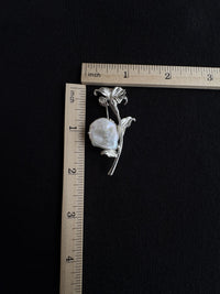 White Baroque Pearl Lily Flower Brooch, Pendant