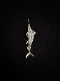White Baroque Pearl Sri Lankan Sapphire Sailfish Brooch, Pendant