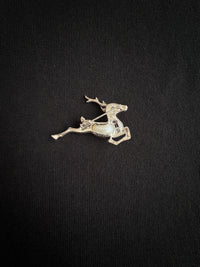 White Baroque Pearl Sri Lankan Sapphire Reindeer Deer Brooch, Pendant