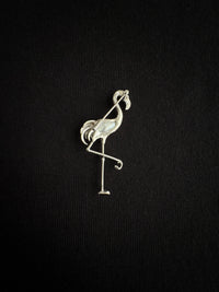 White Baroque Pearl Sri Lankan Sapphire Flamingo Brooch, Pendant