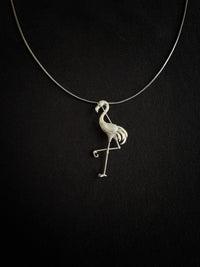 White Baroque Pearl Sri Lankan Sapphire Flamingo Brooch, Pendant