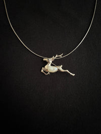White Baroque Pearl Sri Lankan Sapphire Reindeer Deer Brooch, Pendant