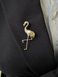 White Baroque Pearl Sri Lankan Sapphire Flamingo Brooch, Pendant