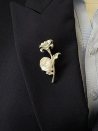 White Baroque Pearl Lily Flower Brooch, Pendant